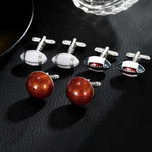 Boutons de manchette en cuivre de style sportif <span class=keywords><strong>pour</strong></span> hommes, accessoires élégants en forme de ballon de <span class=keywords><strong>basket</strong></span> et de rugby <span class=keywords><strong>pour</strong></span> costumes et chemises, idéaux <span class=keywords><strong>pour</strong></span> les cadeaux - Product Image 3