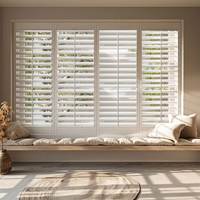 Persianas de Madera Maciza con Revestimiento Mate Blanco Crema Minimalista y Filtro de Luz Suave Prima para Ventanas de Guillotina