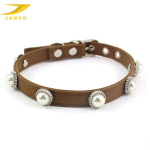 Luxo Elegante Dog Collar Pérola Pet Collar Nylon Dog Collar Com Pérolas - Product Image 2