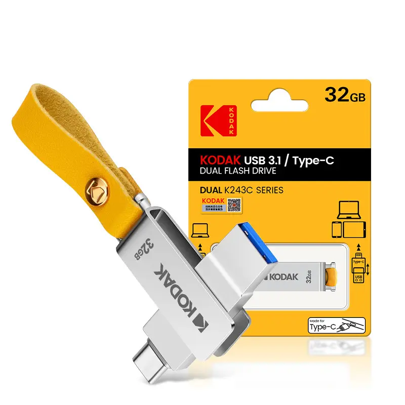 KODAK K243C Hochgeschwindigkeits-Speichers tick Unidad Flash Pen drive Mini Metall 32 GB USB C Flash-Laufwerk Bulk Promo Geschenk artikel