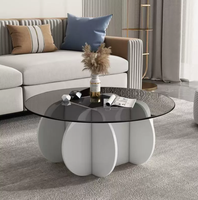 Table basse ronde minimaliste, table basse en verre de style moderne, mobilier de maison de luxe léger et tendance pour salons