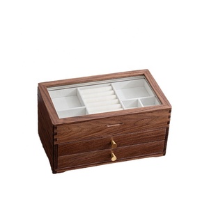 Light luxury solid wood jewelry Walnut storage box High-end gift box Watch jewelry storage box