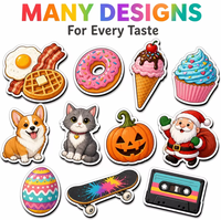 Aimant de réfrigérateur personnalisé en acrylique, style Kawaii, personnage mignon, épaisseur 3 mm, découpe, impression UV, support magnétique noir, faible MOQ