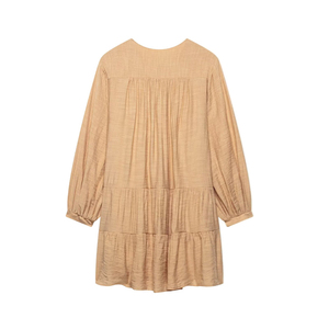 SHENZHU Nouvelle Collection Printemps 2025 Robe Courte Femme Tendance <span class=keywords><strong>Su</strong></span> Sui à Lacets Broderie Contrastante Confortable Manches Longues Col en <span class=keywords><strong>V</strong></span> 3897093 - Product Image 2