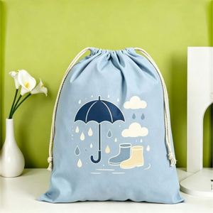 Sac à cordon personnalisé en toile de coton durable avec impression numérique simple de grands dessins animés pour les équipes de basketball et les sports - Product Image 2