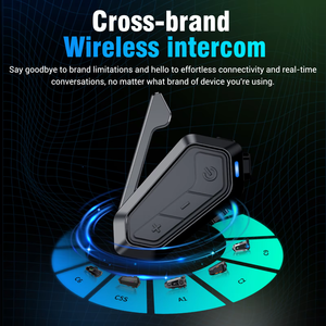 Auriculares Inalámbricos para Casco de Motocicleta V1, Compatibles con 24 Personas, Intercomunicador Inalámbrico DMC para Grupos de Marcas Diversas, con Radio FM - Product Image 5