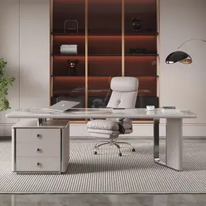 Light luxury modern simple stainless steel titanium alloy design sense desk study home