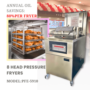 Freidora a presión de 8 cabezales estilo Henny Penny, rendimiento de alta eficiencia, freidora continua de acero inoxidable de múltiples capas Kfc - Product Image 1