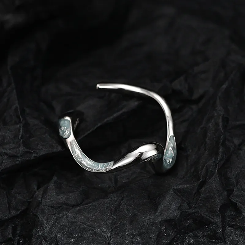 ICEBELA joyería 925 plata esterlina 18K plateado hielo azul gotas pegamento serpentina exótica anillo de diseño de serpiente Original de alto grado