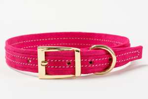 ปลอกคออิตาลีสีชมพูของขวัญที่สมบูรณ์แบบสำหรับเจ้าของ-หนังกลับแท้และฮาร์ดแวร์เคลือบทองปลอกคอสุนัข - Product Image 1