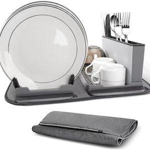 Nuevo Escurridor de Platos Plegable Multifuncional para Cocina y Organizador de Cubiertos con Tapete de Microfibra - Product Image 4