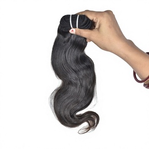 Extensions de cheveux humains vierges Remy bruts de temple indien, ondulés, à double trame machine, à tisser ou à clipser, Andhra Pradesh - Product Image 1