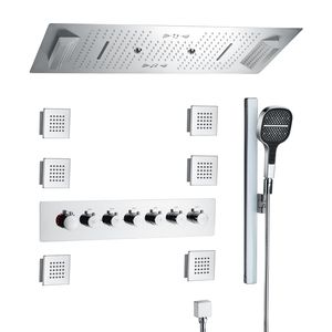 Musica lussuosa grande termostatico 64 colori LED sistema doccia a pioggia Set di rubinetti doccia a sei funzioni - Product Image 3