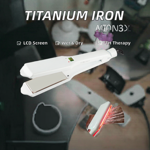Professional Customized Terahertz Therapy Infrared Hair Straightener <strong>Iron</strong> LCD <strong>Electric</strong> Wholesale Titanium Steam <strong>Flat</strong> <strong>Irons</strong> - Product Image 4