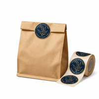 Étiquettes d'emballage rondes personnalisées, rouleau de vinyle estampé or, sac cadeau en kraft motif muguet, autocollants personnalisés découpés à la forme pour sacs