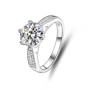 เครื่องประดับ Ada พร้อมส่ง MOQ ต่ำเพียง 1 ชิ้น แหวนแต่งงานเงินแท้ S925 สไตล์ยุโรปอเมริกันหรูหรา ประดับเพชรซิร์โคเนีย 2 กะรัต สำหรับผู้หญิง - Product Image 1