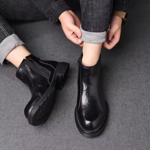 Botas de Piel de Vacuno Genuina Anti-Decoloración - Zapatos Formales de Negocios para Hombre, con Bloqueo de Color para Uso Prolongado en la Oficina - Product Image 6