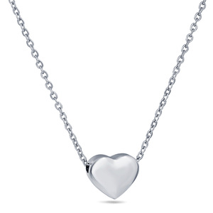 Cadena de clavícula de acero inoxidable en forma de corazón, chapada en oro de 18 quilates, colgante liso de 12 mm, collar para uso diario, regalo. - Product Image 2