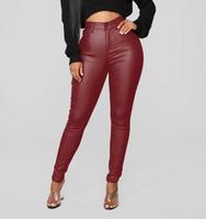Mallas de piel sintética para mujer, pantalones elásticos de cintura alta, Sexy, para sexo, culo