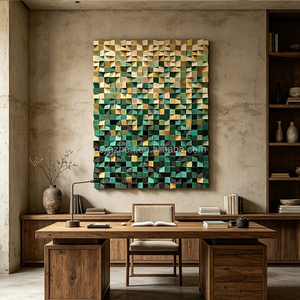 Green Gold 3D Wood Wall Art Solid Geometric <b>Painting</b> <b>Custom</b> Luxury Decor for Hotel & Villa JZ-223 JZ-223 JZ-223 - Product Image 5