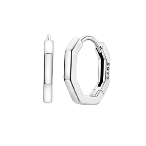 MULA 925 Sterling <b>Silver</b> Trendy Multiangular <b>Hoop</b> Earrings Straight Multiangular Design Zircon Stones for Wedding Parties Gifts - Product Image 1
