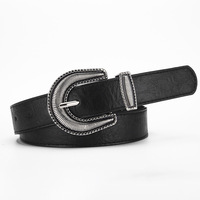 Cinturón para mujer, cinturones vintage, cinturón de PU para mujer, diseño de hebilla de metal intrincado, accesorio elegante para atuendos diarios retro y elegantes