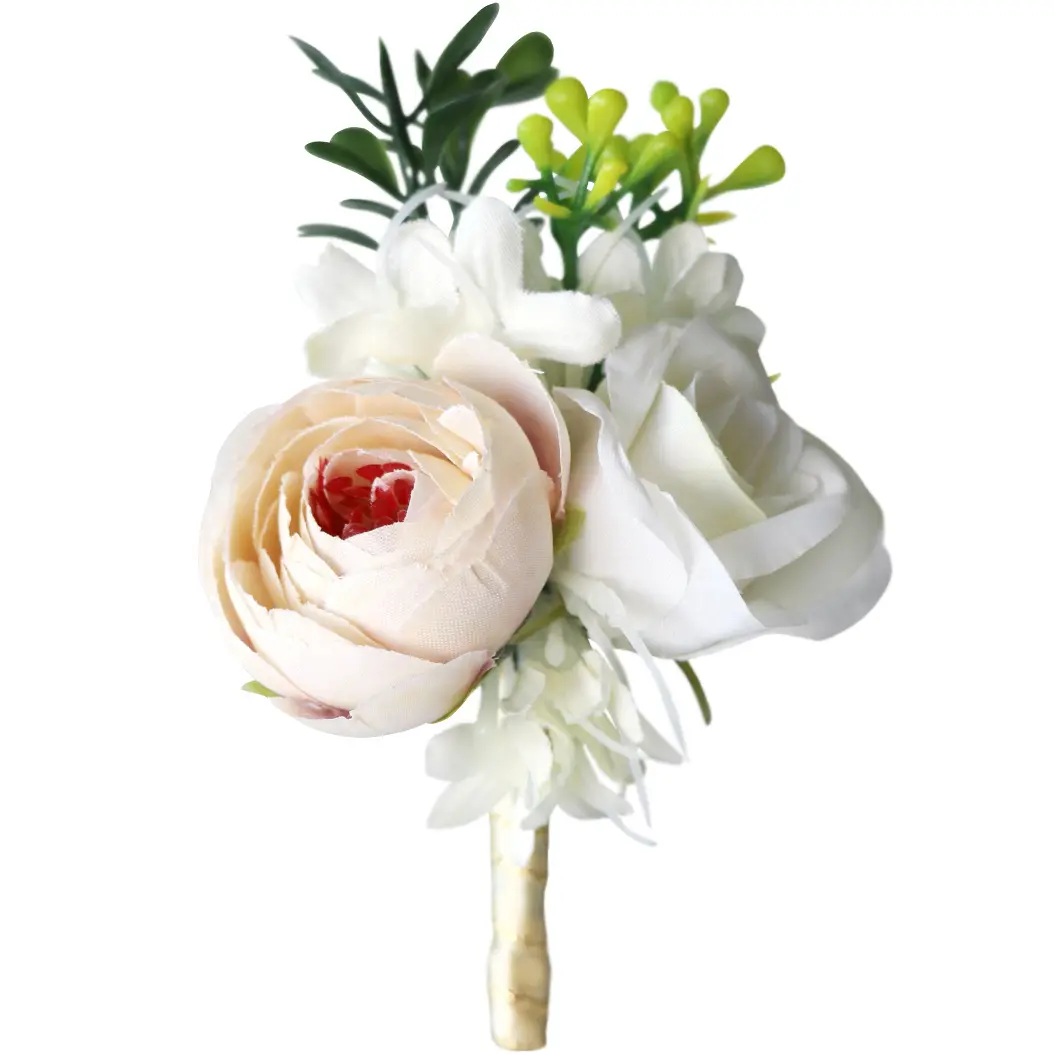XH013 European Style Church Wedding Bride And Groom'S Lapel Boudoin Sister Artificial Vintage Rose Corsage Wrist Flower