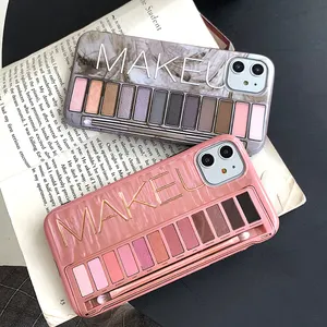 Casing ponsel silikon lembut berkilau, casing penutup ponsel Eyeshadow palet modis untuk iPhone 11 12 13 14 Pro Max XR XS 7