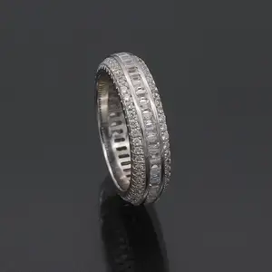 Ons Sieraden Hoge Kwaliteit 925 Sterling Zilveren Ring Verzilverd Multilayer Triple Zirkoon Stenen Ring Voor Mannen En Vrouwen
