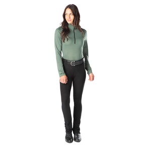 Chemise d'équitation pour femmes, col rond, manches longues, demi-fermeture éclair, respirante, séchage rapide, toutes saisons - Product Image 5
