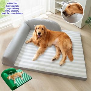 Pet Cushion Eco-Friendly Modern <b>Dog</b> Cat <b>Sofa</b> <b>Bed</b> Striped Backrest Anti-Slip Removable Cover Oxford Cloth Small Animals - Product Image 1