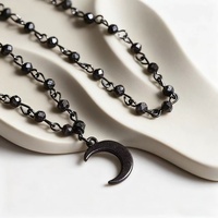 Collier ras du cou gothique à double rangs de perles avec pendentif étoile, lune et croix, collier de clavicule pour femme, livraison rapide