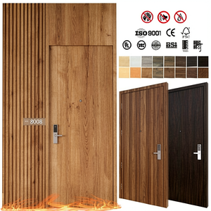 Porte coupe-feu en placage de noyer HPL homologuée UL américaine pour suite d'hôtel haut de gamme, porte HPL ignifuge en bois - Product Image 1