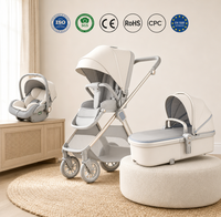 Poussette bébé de luxe 3-en-1 avec siège auto, cadre pliable en alliage d'aluminium, certifiée EN1888 pour les enfants de 0 à 3 ans
