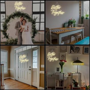 Enseigne néon « Better Together » à LED blanc chaud pour décoration murale, mariage, fête, chambre à coucher, art mural, alimentée par USB - Product Image 6
