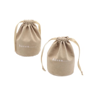 Custom Logo Flannel Drawstring Bag Round Bottom Pouch for Jewelry Cosmetic Gift Packaging Wholesale - Product Image 1