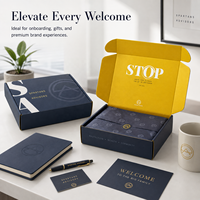 Coffrets d'abonnement personnalisés haut de gamme pour ceintures bleu marine, cadeaux d'accueil professionnels pour clients et kits de bienvenue d'entreprise