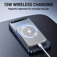 QSF dompet magnetik tipis, Power Bank 5000mah PD 20W pengisian cepat nirkabel 15w paket baterai portabel dengan tempat kartu usb-coutput