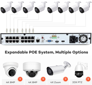 4K 8mp Ip Cctv Camera Nvr Hệ Thống An Ninh 16ch Poe 8 Máy Ảnh Kit Ngoài Trời H.265 Không Thấm Nước Bullet Record Video Âm Thanh 24/7 - Product Image 4