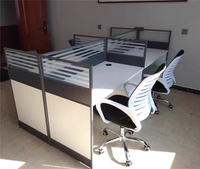 Mobilier de bureau Bureau pour quatre personnes Cabine d'écran en L 6 compartiments 4 combinaisons de personnel Poste de travail