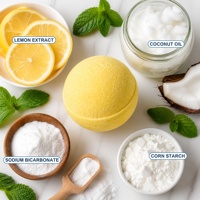 Bombe de bain effervescente au citron jaune naturel, design rond, relaxante, pour spa, coffret cadeau de 6 pièces, personnalisable OEM ODM 100g