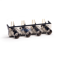 Conector BNC Hembra de 50 Ohmios, Ángulo Recto, 1x4 Puertos, Montaje en Panel PCB para Equipos de Prueba RF