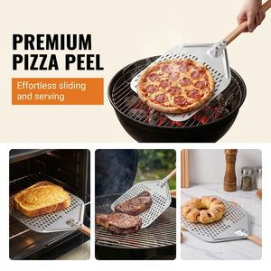Pala per <span class=keywords><strong>Pizza</strong></span> Staccabile OEM ODM, Utensile da Cucina per Trasferimento dal Forno, Strumento per Girare Torte, Spatola per <span class=keywords><strong>Pizza</strong></span> 12 Pollici in Metallo con Manico in Legno - Product Image 2