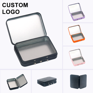 XPD Custom Child Proof Small Tin Box White Metal Hinged Lock Rectangular Mint Candy Case Recyclable Pills Condoms Custom Logo