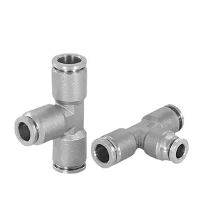 304 stainless steel trachea quick connector quick plug fittings pneumatics tee variable diameter joint butt joint component