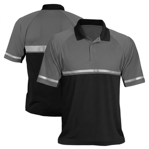 เสื้อโปโลแขนสั้นสีเหลืองสะท้อนแสงพร้อมแถบสะท้อนแสงสำหรับชุดทำงาน - Product Image 3