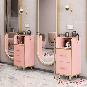 Carrito de Peluquería de Diseño Moderno y Lujoso, Carrito Metálico de Alta Calidad con Material de Madera, 2 Cajones, Elegante para Barbería - Product Image 1