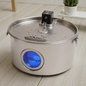 Fontaine à eau pour chat en acier inoxydable 304 durable et facile à nettoyer, 12 L, à commande par capteur, avec fenêtre de niveau d'eau et système de filtration pour petits animaux - Product Image 1