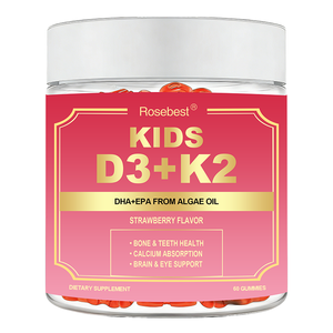 Rosebest, Fabricante Chino, Fórmula Personalizada de Alta Calidad, Suplemento de Vitamina D3 1000UI K2 6 en 1 en Gomitas Líquidas con Omega-3 - Product Image 1