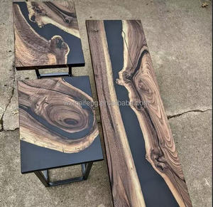 Ultima pietra <span class=keywords><strong>in</strong></span> legno di noce massello caffè colore <span class=keywords><strong>bianco</strong></span> isola Bar ristorante <span class=keywords><strong>resina</strong></span> epossidica fiume cucina sala da pranzo <span class=keywords><strong>tavolo</strong></span> - Product Image 2